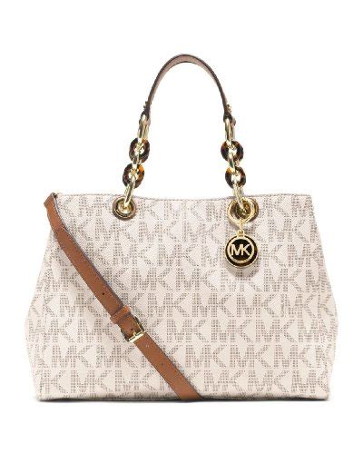 michael kors lg satchel cynthia vanilla|Cynthia Small Signature Logo Satchel .